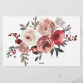 赤い赤面フローラバラ日付ナイトアイディアシャワーゲーム 便箋 (裏面)