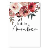 赤い赤面フローラ結婚バラのテーブル番号 テーブルナンバー (裏面)