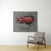 赤い車が壁を突き抜ける タペストリー (インサイチュ(横))