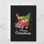 赤い車でクリスマスを楽しむヤギ シーズンカード (正面)