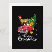 赤い車でクリスマスを楽しむヤギ シーズンカード (正面/裏面)