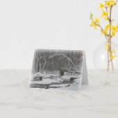 赤い車と橋のカード カード (黄色い花)