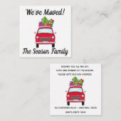 赤い車にクリスマスプレゼントを贈る エンクロージャーカード (正面/裏面)