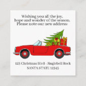 赤い車にクリスマスプレゼントを贈る エンクロージャーカード (裏面)