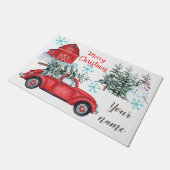 赤い車のクリスマスのドア・マット ドアマット (アングル)