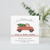 赤い車のクリスマスツリー家族の写真移動 案内状 (スタンド正面)