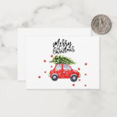 赤い車のクリスマスツリー ノートカード (正面/裏面インサイチュ)