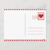 赤い車のバレンタインデイカードキッズハートバルーン シーズンポストカード (裏面)