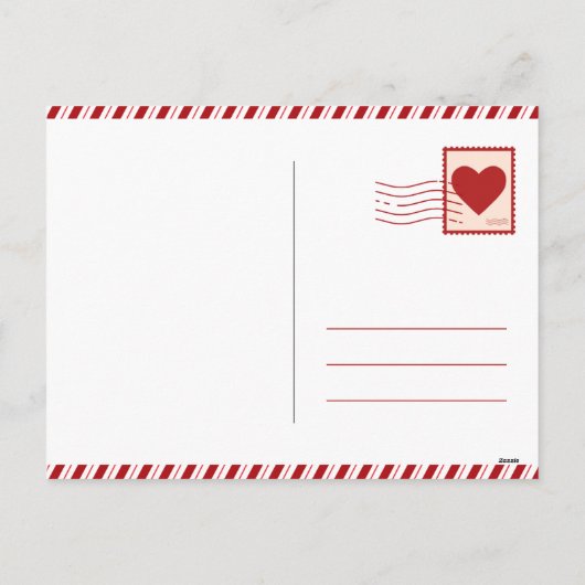 赤い車のバレンタインデイカードキッズハートバルーン シーズンポストカード (裏面)