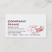 赤い車のロゴ、自動車販売店 名刺 (正面)