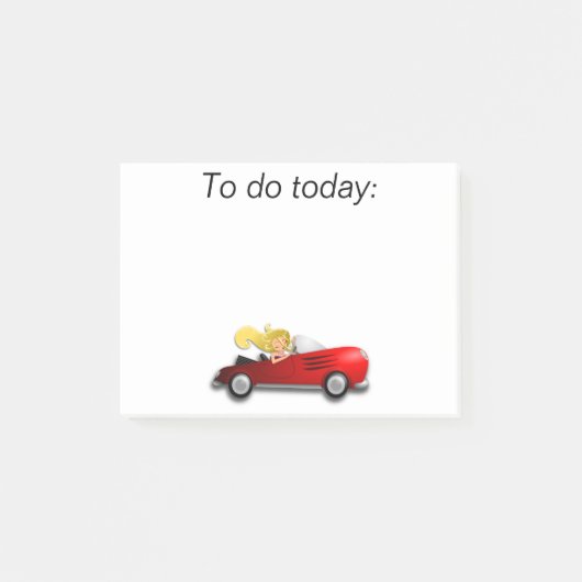 赤い車の女の子Itノートをポスト ポストイット (正面)