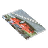 赤い車の水彩効果 マグネット (右側)