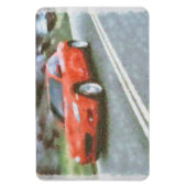 赤い車の水彩効果 マグネット (縦)