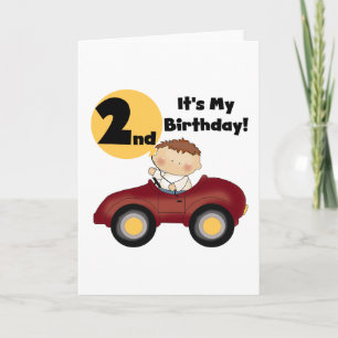赤い車の男の子2nd誕生日Tシャツとギフト カード