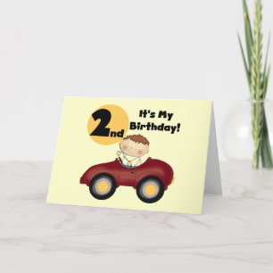 赤い車の男の子2nd誕生日Tシャツとギフト カード