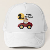 赤い車の男の子2nd誕生日Tシャツとギフト キャップ (正面)