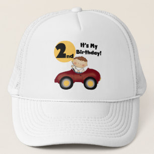 赤い車の男の子2nd誕生日Tシャツとギフト キャップ