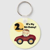赤い車の男の子2nd誕生日Tシャツとギフト キーホルダー (正面)