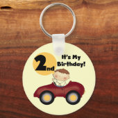 赤い車の男の子2nd誕生日Tシャツとギフト キーホルダー (正面)