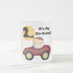 赤い車の男の子2nd誕生日Tシャツとギフト フロストグラスマグカップ