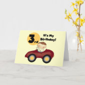 赤い車の男の子3rd誕生日Tシャツとギフト カード (黄色い花)