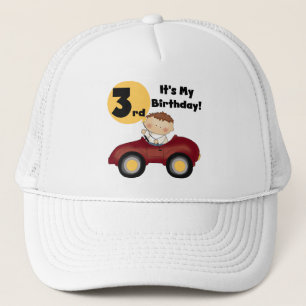 赤い車の男の子3rd誕生日Tシャツとギフト キャップ