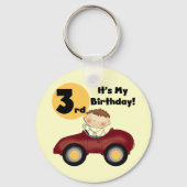 赤い車の男の子3rd誕生日Tシャツとギフト キーホルダー (正面)