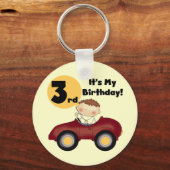 赤い車の男の子3rd誕生日Tシャツとギフト キーホルダー (正面)