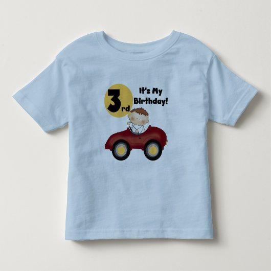 赤い車の男の子3rd誕生日Tシャツとギフト トドラーTシャツ (正面)