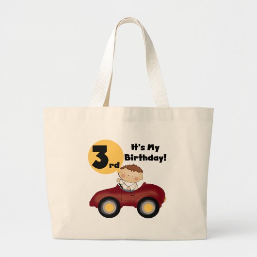 赤い車の男の子3rd誕生日Tシャツとギフト ラージトートバッグ (正面)