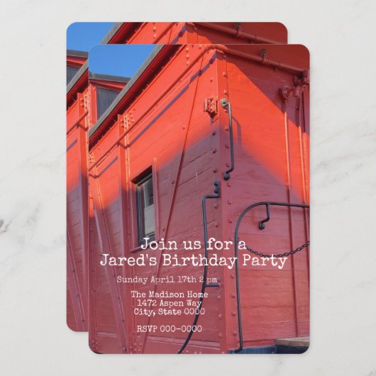 赤い車尾 招待状 (正面/裏面)