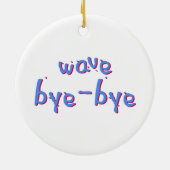 赤い車掌車の波のバイバイ セラミックオーナメント (裏面)