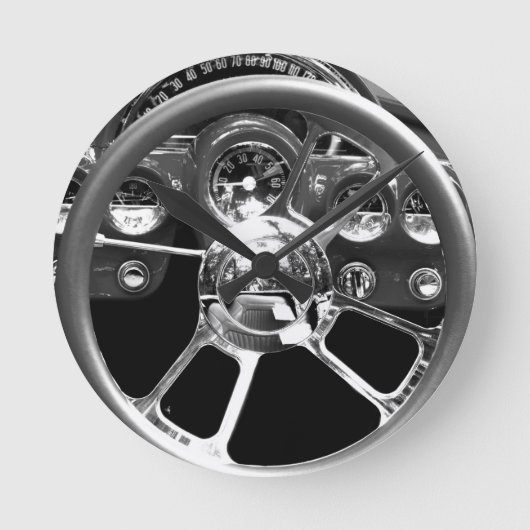 赤い車輪 ラウンド壁時計 (正面)