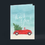 赤い車#Vintageありがとう#Florida #Tropical シーズンカード<br><div class="desc">このおもしろいのトロピカルホリデーカードの私たちの"ありがとう！"バージョンを紹介する – 雪に覆われた赤いトラックとクリスマスツリーの私たちのバージョン人気があるは、そうである。水色レトロレッドのコンバーチブル（トップダウン、もちろん！）を備え、クリスマスツリーは後部座席に格納されている。タイポグラフィはおもしろいでお洒落、背景設定は水彩アクア海と砂色ビーチである。写真を内側にアップロード（または削除）しもして、あいさつをパーソナライズする。#ThankYou #Florida #Tropical</div>
