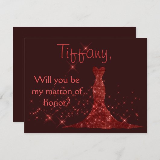 赤い輝きが私の名誉のマトロンになる 招待状 (正面/裏面)