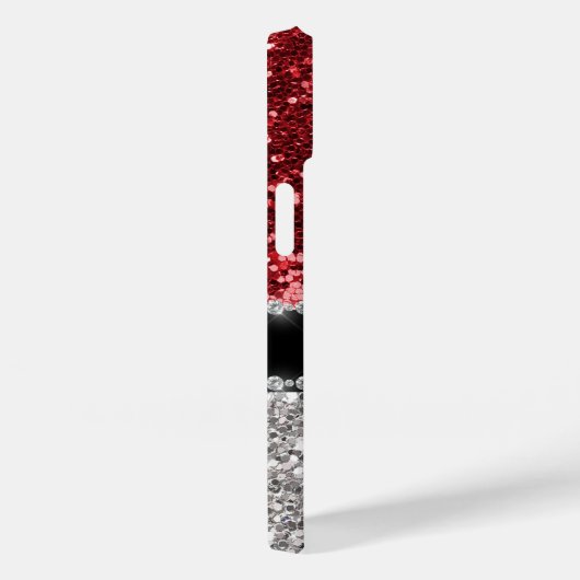 赤い輝ききらきら光るパーソナライズされた Case-Mate iPhoneケース (裏面 / 右)