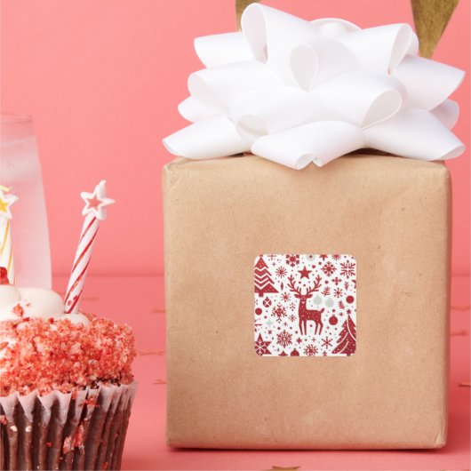 赤い輝きのトナカイ クリスマス シール (パーティー)