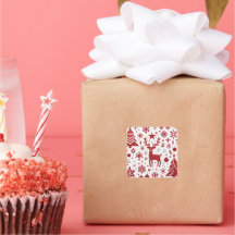 赤い輝きのトナカイ クリスマス ステッカー