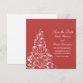 赤い輝きのホリデーツリー　結婚式のご案内 招待状 (正面/裏面)