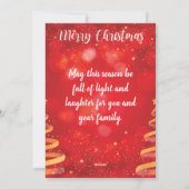 赤い輝きクリスマスファミリーフォトグリーティングカード シーズンカード (裏面)
