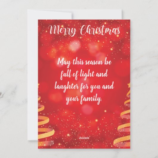 赤い輝きクリスマスファミリーフォトグリーティングカード シーズンカード (裏面)