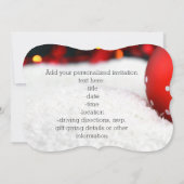 赤い輝くクリスマス装飾雪 招待状 (裏面)