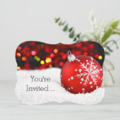 赤い輝くクリスマス装飾雪 招待状 (スタンド正面)