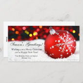 赤い輝くビジネスクリスマス シーズンカード (正面/裏面)