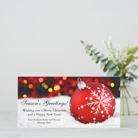 赤い輝くビジネスクリスマス シーズンカード (スタンド正面)