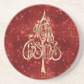 赤い輝くメリークリスマスツリー コースター (正面)