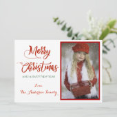 赤い輝くメリークリスマスフォト シーズンカード (スタンド正面)