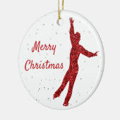 赤い輝く姿スケートで滑るオーナメント(男性) セラミックオーナメント (左)