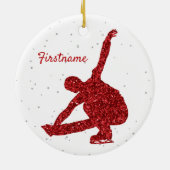 赤い輝く姿スケートで滑るオーナメント(男性) セラミックオーナメント (裏面)