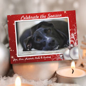 赤い輝く星クリスマスビッグフォトカード 招待状